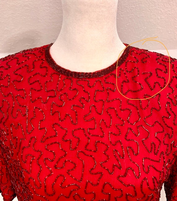 Laurence Kazar red beaded top - image 7