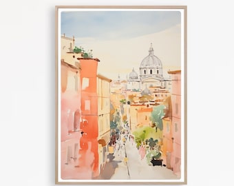 Rome Print, Italy Wall Art, Rome Watercolor painting, Italy Travel Poster, Rome Decor, Instant Download