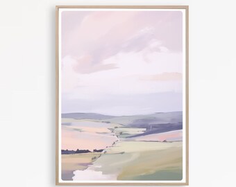 Abstrakte Landschaft Kunstdruck, minimalistische Landschaft Aquarell Malerei, Instant Download