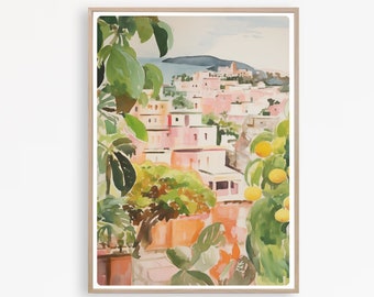 Art mural Amalfi imprimable, aquarelle de Positano, affiche de voyage en Italie, impression d'art en Italie, téléchargement immédiat