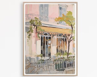 Paris Cafe Print, Parijse Cafe aquarel, Franse bistro, Paris Coffee Shop, Instant Download
