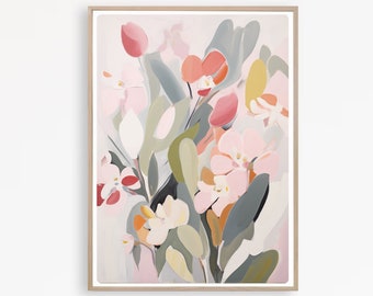 Abstract Floral Print: Modern Botanical Painting (Instant Download)