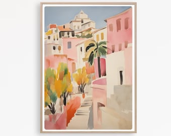 Corfu Travel Print, Corfu Old town, Greece Travel Poster, Greek Islands Painting, Watercolor Painting,  Instant Download