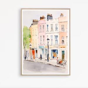 London Art Print, Notting Hill Painting, London Wall Art, Notting HIll Travel Poster, Instant Download