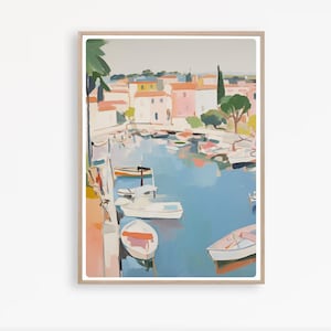 Impresión de la Riviera Francesa, impresión de viaje al sur de Francia, pintura de acuarela, póster de Saint Tropez, arte mural de Francia, descarga instantánea