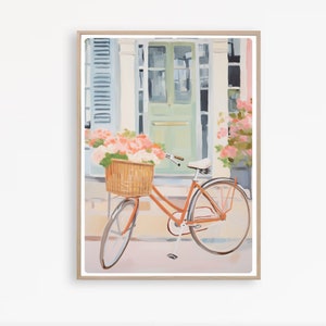 Bicycle Print, Vintage bicycle with Flowers, Girls Room Wall Art, Watercolor print,  Instant Download