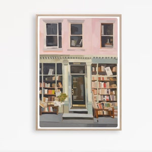 Bookstore Print, London Bookshop Watercolor painting, Book Art Print, Reading Nook, book Lover gift, Instant Download