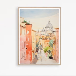 Stampa di Roma, Arte murale Italia, Pittura ad acquerello di Roma, Poster di viaggio Italia, Decorazione di Roma, Download immediato