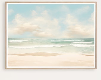 Ocean Painting, Printable Modern Seascape, Coastal Wall Art, Beach Print, Digital Download