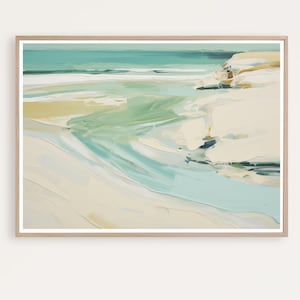 Art océanique imprimable, aquarelle de paysage marin abstrait, peinture de plage, décoration côtière, art mural moderne, téléchargement numérique