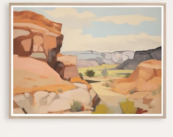 Arizona Print, Desert Landscape Painting, Abstract Landscape Wall Art, Desert Mountain Print, Printable Modern Art, Digital Download