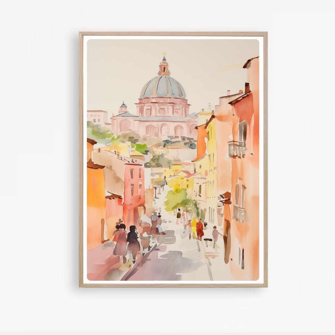 Rome Art Print, Rome Watercolor Painting, Italy Wall Art, Italian ...