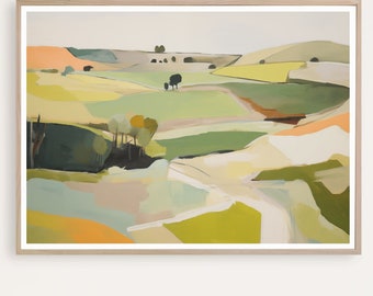 Large Abstract Wall Art, Abstract Landscape Painting, Modern Landscape Print, INSTANT Download