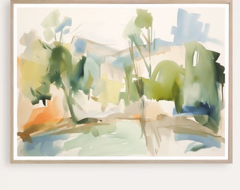 Modern Abstract Art, Abstract landscape, Minimalist Landscape Painting, Watercolor Landscape, INSTANT Download