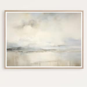 Abstract Ocean Painting, Printable blue Seascape, Calming Landscape, Modern Ocean Watercolor, Digital Download