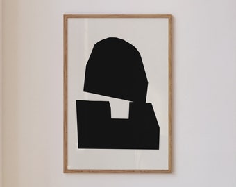 Abstract Geometric Wall Art, Black and White Print (Digital Download)