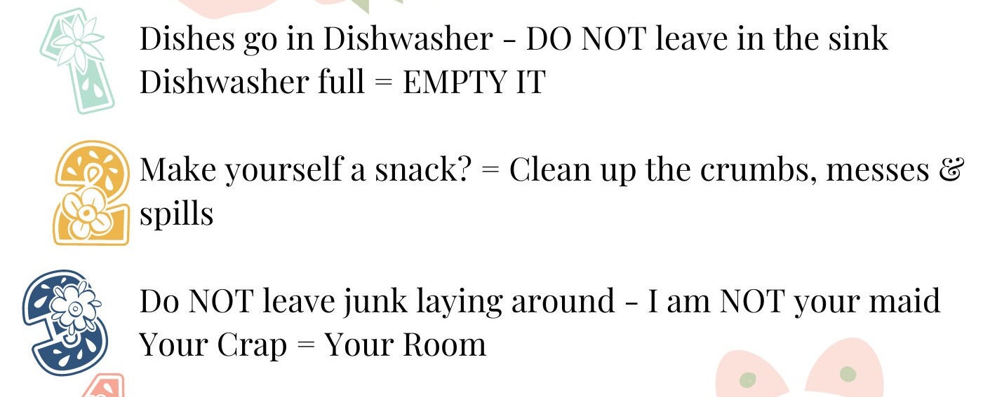 Summer House Rules for Teen Clean Daily Routine for Teen Summer Flowers