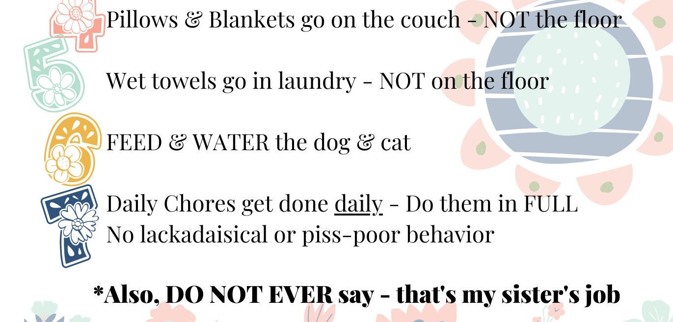 Summer House Rules for Teen Clean Daily Routine for Teen Summer Flowers