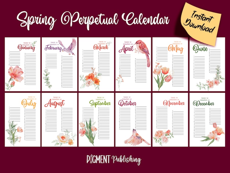 Printable Perpetual Calendar: Monthly and Daily Journal to - Etsy