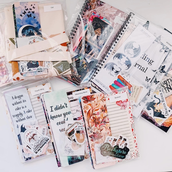 Book Lover Gift Grab Bag, Reading Journal, Stickers, Bookmarks