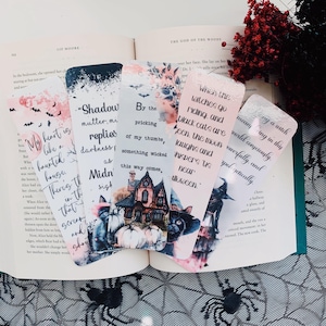 Witchy bookmarks - Pink and black spooky bookmarks