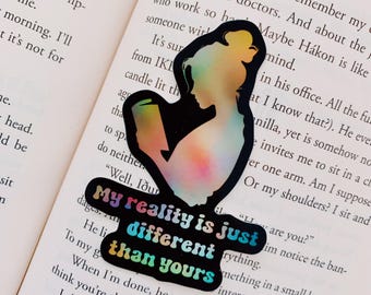 Reader girl holographic sticker l kindle sticker