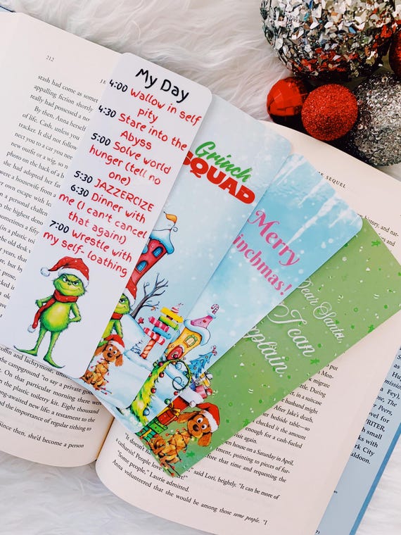 Grinch Christmas Bookmarks, Holiday Reader Gift