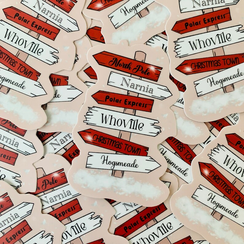 Signpost Stickers Christmas Directional Sign Sticker L Holiday Stickers - Etsy