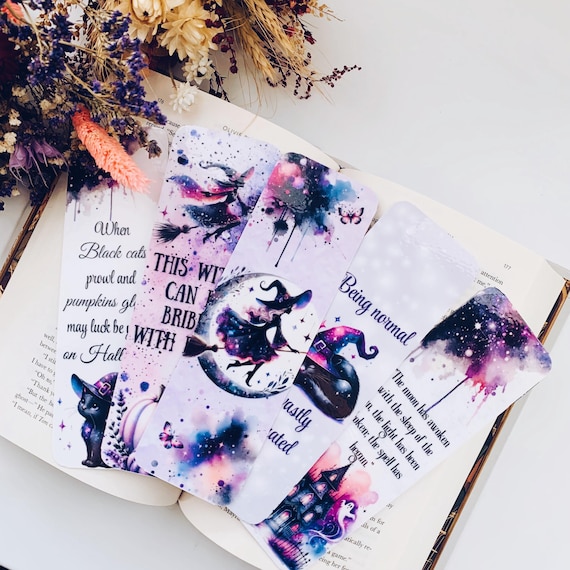 Whimsical Halloween Bookmarks l Cute spooky watercolor bookmarks