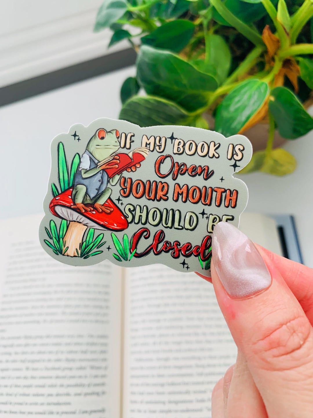Bookish Frog Sticker | If My Book is Open - Etsy