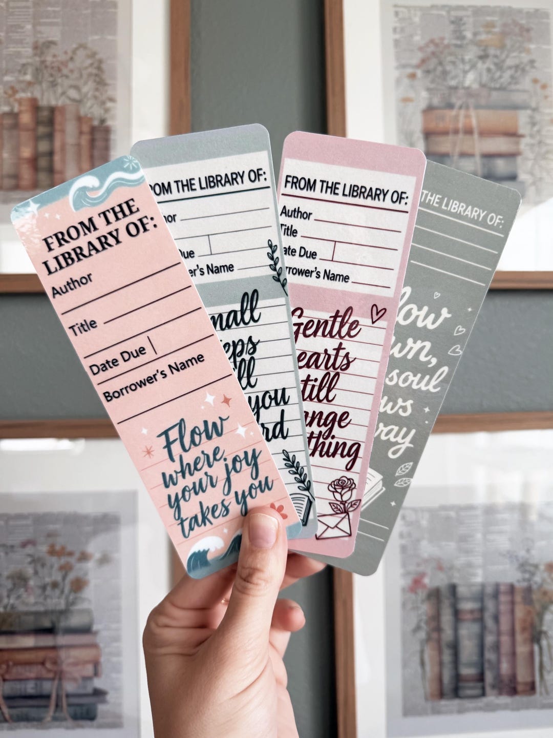 Library Bookmarks Sample Library Card Themed Bookmarks L Inspirational Messages - Etsy
