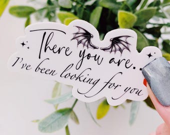 May include: White sticker with black text and illustrations of wings. The text reads "There you are... I've been looking for you."