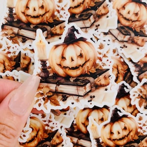 Spooky pumpkin book sticker l Halloween sticker