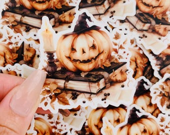 Spooky pumpkin book sticker l Halloween sticker