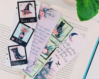 Pastel Halloween Bookmarks l Whimsical spooky watercolor bookmarks