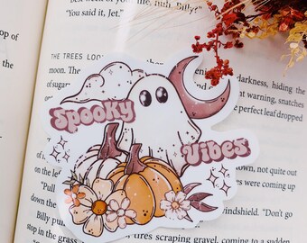 Spooky Vibes vinyl stickers l Halloween kindle sticker for Fall