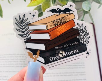 Fantasy Book Stack Kindle Sticker: Dragon Reader Vinyl Decal