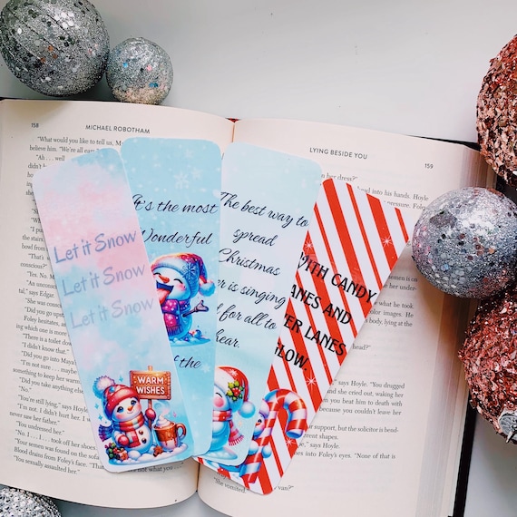 Cute Snowman Christmas Bookmarks - Holiday Laminated Cardstock