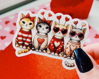Pegatinas festivas de gatos para San Valentín