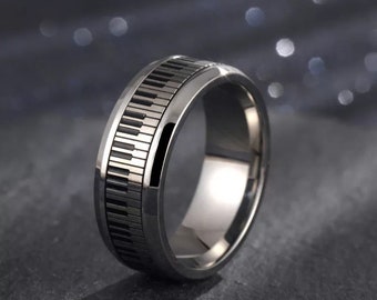 Piano Rotating Ring/ Anxiety Ring/ Musician/ Music/ Piano Keys/ For him/ Men's Rings/ Unisex Ring/ Pianist/ Fidget Ring/ Spinning ring