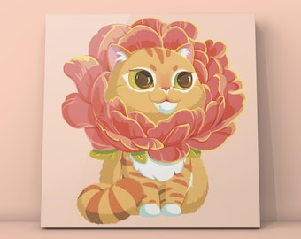 Floral Cat- Art Print by DoudouBao /Cat Print / Wall Art Decor / Cat Wall Art