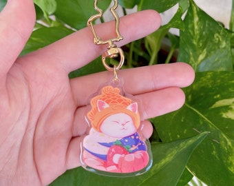 Taiyaki Ice Cream Cat Keychain/ Cat Keychain/ Cute Keychain/ Gift/ Kawaii Keychain