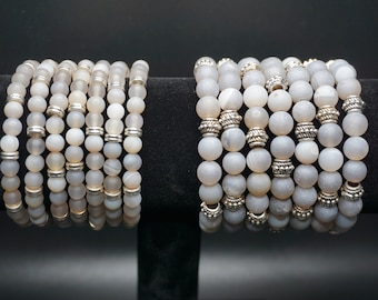 Gray Agate 6 mm & 8 mm Bracelets