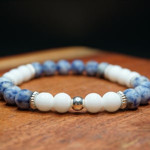 Sodalite + White Jade Bracelets