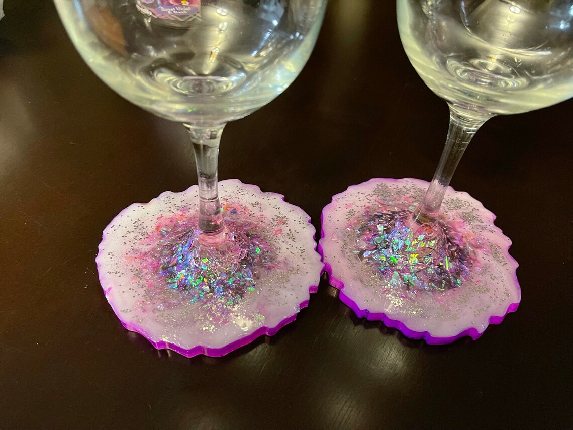 Resin Bottom Wine Glasses Etsy