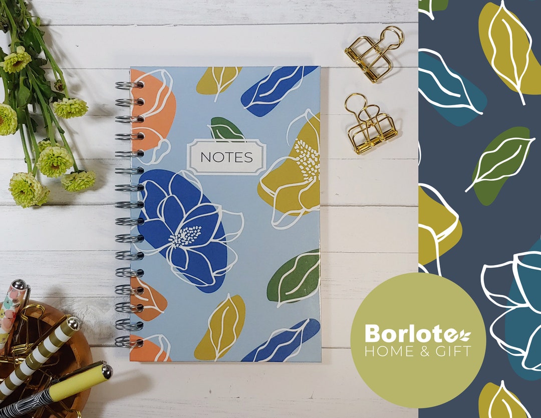 Spiral Floral Notebook Magnolia Flower Notebook Watercolor Notebook ...