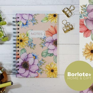 Spiral Floral Notebook Purple Floral Notebook Watercolor Notebook Spiral Notebook Bullet Journal Sketch Notebook