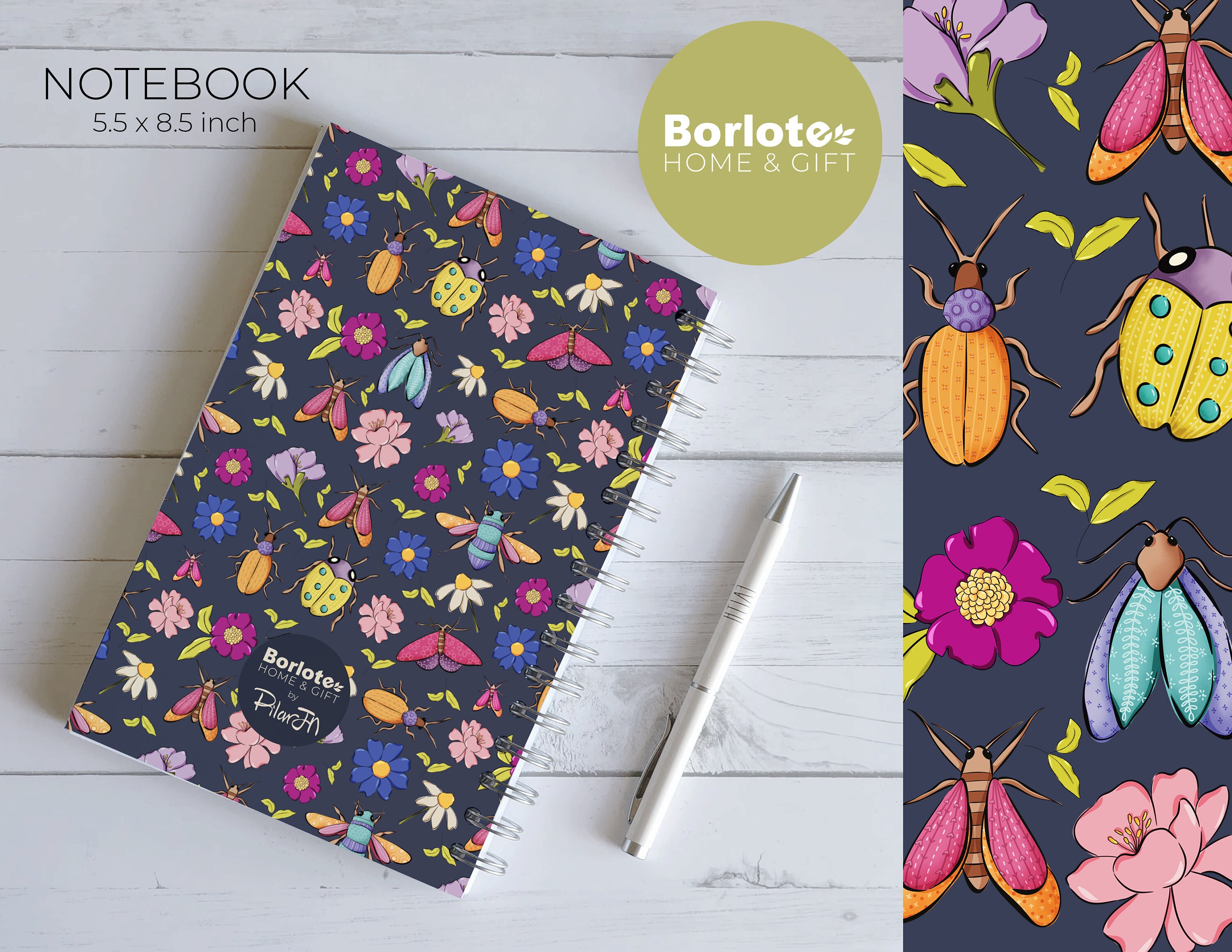 Hardcover Spiral Journal, Bugs Notebook, Floral Notebook, Spiral ...