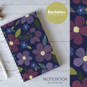 Hardcover Spiral Journal, colorful flowers Notebook, floral Notebook, Spiral Notebook, Bullet Journal colorful Notebook