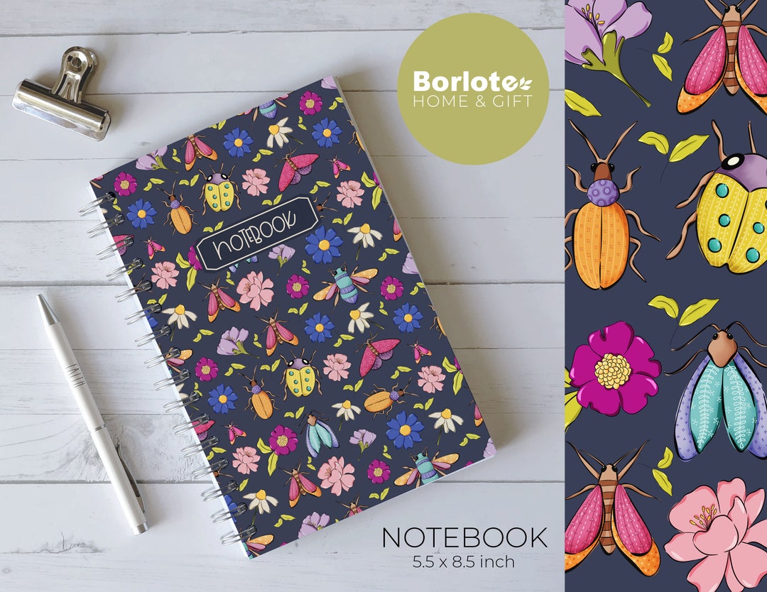Hardcover Spiral Journal, Bugs Notebook, Floral Notebook, Spiral ...